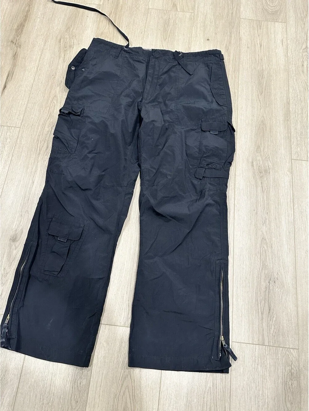 Vintage Y2K Gap Black Cargo Paratrooper Parachute Pants XL